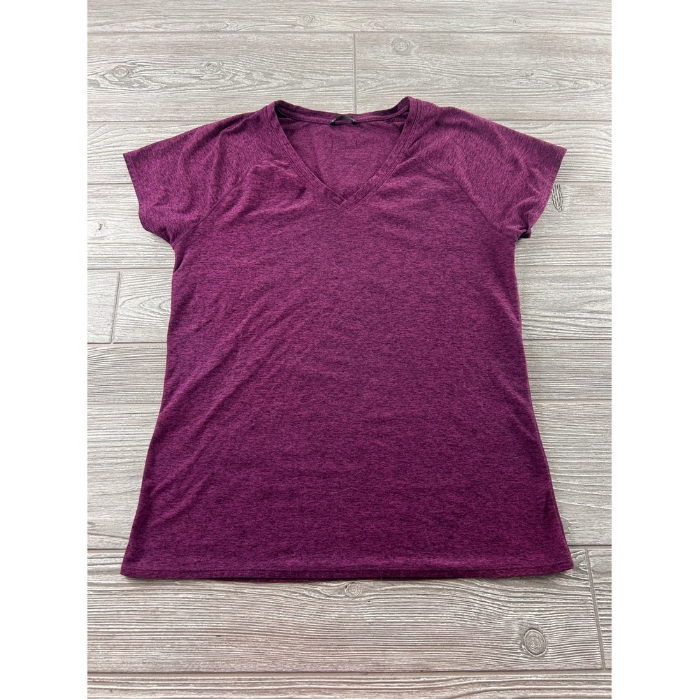 Oiselle Womens V-Neck Running Shirt Short Sleeve Heather Plum Purple Size 4